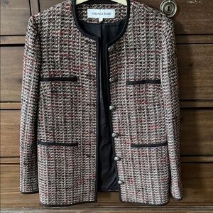 Veronica Beard Black and Red Tweed Blazer size 6